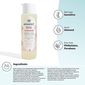 The Honest Company 2-in-1 Cleansing Shampoo + Body Wash | Gentle for Baby | Naturally Derived, Tear-free, Hypoallergenic | Sweet Almond Nourish, 18 fl oz