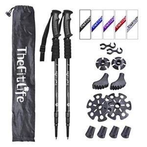 thefitlife nordic walking mountaineering anti shock hiking trekking walking trail poles, 2-pack, folding collapsible alpenstocks, ultralight for travel mountaineering