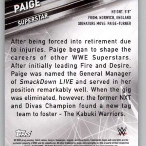 2019 Topps WWE Smackdown Live #38 Paige Wrestling Trading Card