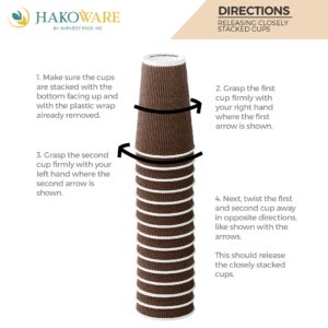 [100 SET]Harvest Pack 12 oz Disposable Coffee Cups, Insulated Ripple Double-Walled Paper Cup with Lid, Brown Geometric, Tea Hot Chocolate Drinks To go coffee cups