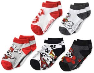 nickelodeon boys paw patrol 5 pack shorty casual sock, black red multi, shoe size 4-8 us