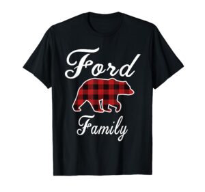 ford family bear red plaid christmas pajama men women gift t-shirt