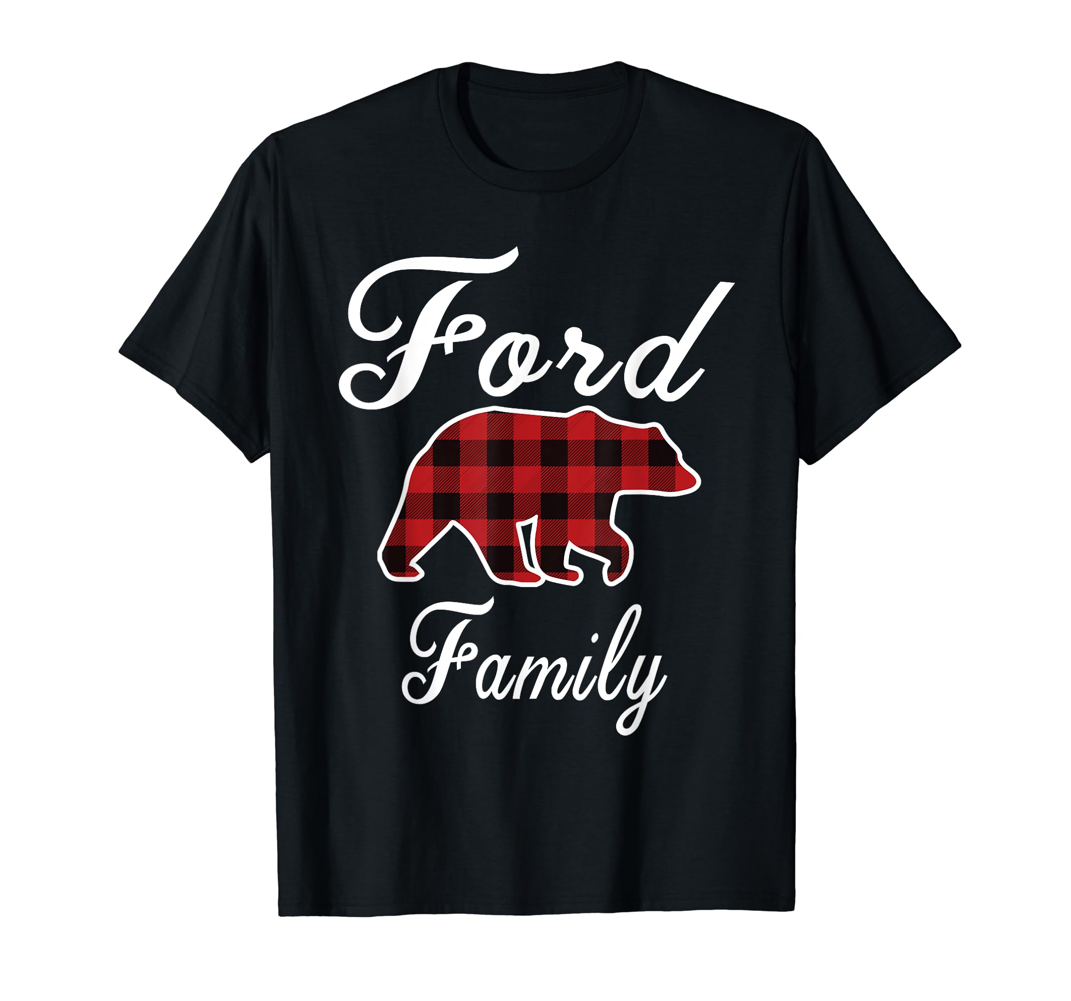 FORD Family Bear Red Plaid Christmas Pajama Men Women Gift T-Shirt