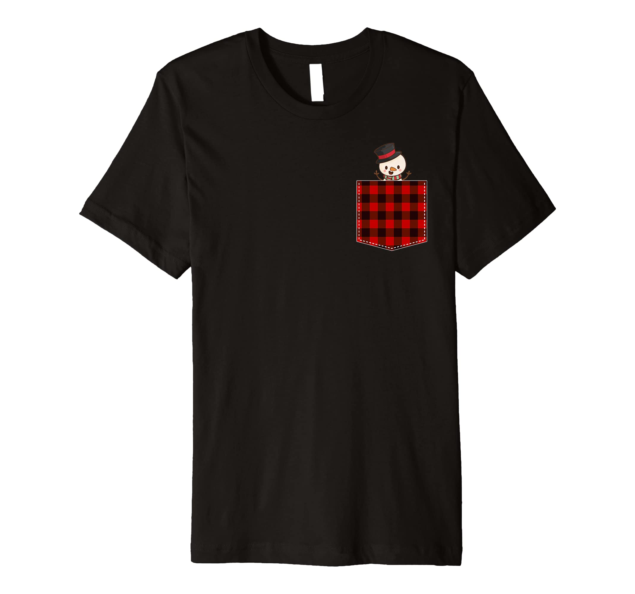 Red Plaid Snowman in Pocket Buffalo Family Pajama Christmas Premium T-Shirt