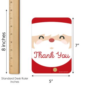 Big Dot of Happiness Jolly Santa Claus - Shaped Thank You Cards - Christmas Party Thank You Note Cards with Envelopes - Set of 12