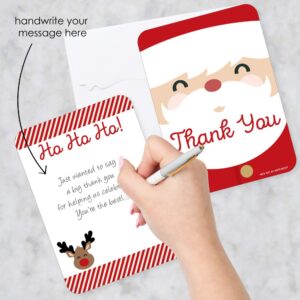 Big Dot of Happiness Jolly Santa Claus - Shaped Thank You Cards - Christmas Party Thank You Note Cards with Envelopes - Set of 12