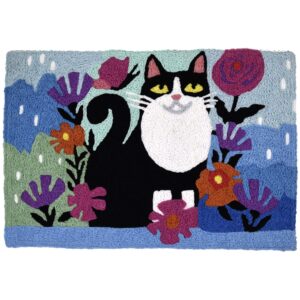 jellybean garden feline indoor/outdoor machine washable 20" x 30" accent rug