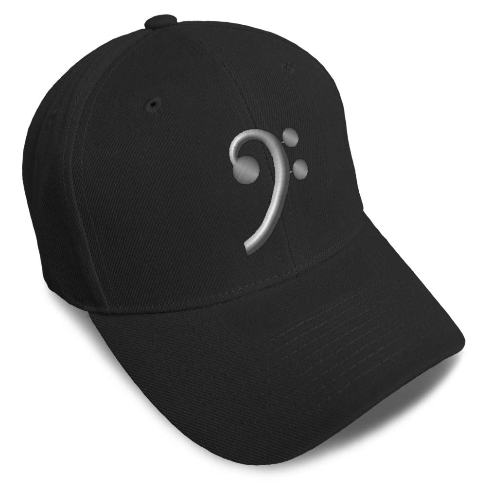 Baseball Cap Music Bass Clef A Embroidery Acrylic Dad Hats for Men & Women Strap Closure Black Design Only