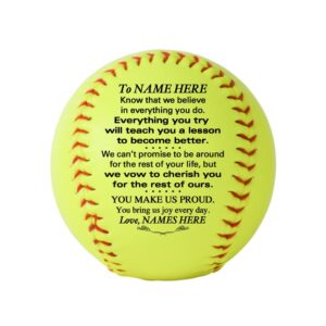 personalized custom softball- dad to son - mom to son - grandpa to grandson - grandma to grandson - graduation birthday wedding anniversary (personalized softball)