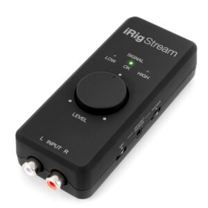 ik multimedia irig stream stereo audio interface for iphone, ipad, mac, ios and pc with usb-c, lightning and usb for 24-bit, 48 khz recording from mixers and studio gear