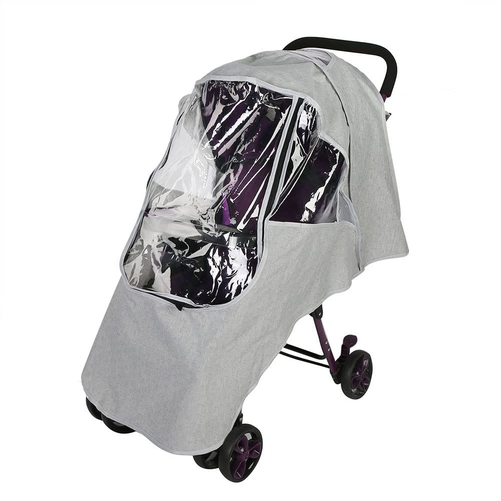 Universal Stroller Rain Cover Stroller Weather , Clear Stroller Weather Waterproof Windproof Baby Pram Pushchair Accessories(Universal-Light Grey)