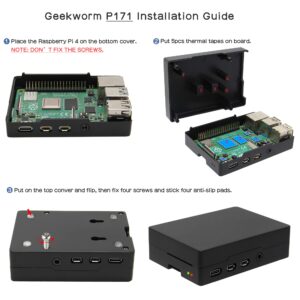 Geekworm Aluminum Case for Raspberry Pi 4, Passive Cooling Heavy Duty Heatsink Case Compatible with Raspberry Pi 4 Model B 2GB/4GB/8GB Only(P171-Black)