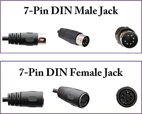 zdyCGTime 7 Pin Din Splitter Cable,DIN 7-Pin Splitter Y Adapter MIDI Cable 7- Pin Plug Male to 2 DIN Female Jack Adapter Y Lead for Bang Olufsen Naim Quad Stereo Systems (30cm/1ft) (7pin)
