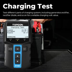 TOPDON BT100 Car Battery Tester 12V Load Tester, 100-2000 CCA Automotive Alternator Tester Digital Auto Battery Analyzer Charging Cranking System Tester for Car Truck Motorcycle ATV SUV Boat Yacht