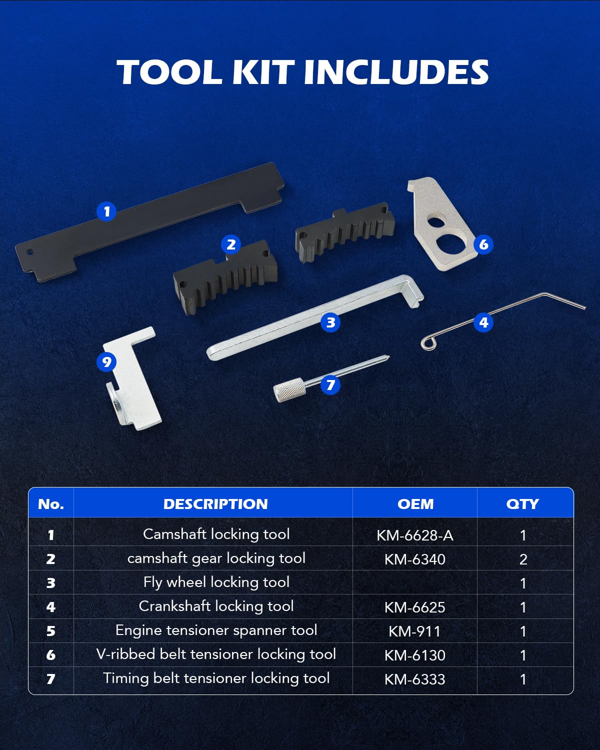 Orion Motor Tech Engine Camshaft Tensioning Locking Alignment Timing Belt Tool Kit Compatible with Chevy Cruze Aveo Alfa Romeo Fiat 16V 1.4 1.6 1.8 en6340 km6340