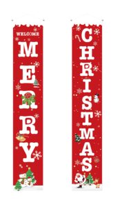 christmas decorations 13 x 70 inch door banner outdoor, merry christmas front porch signs set xmas decor banners for home front door wall yard garden office apartment decorations