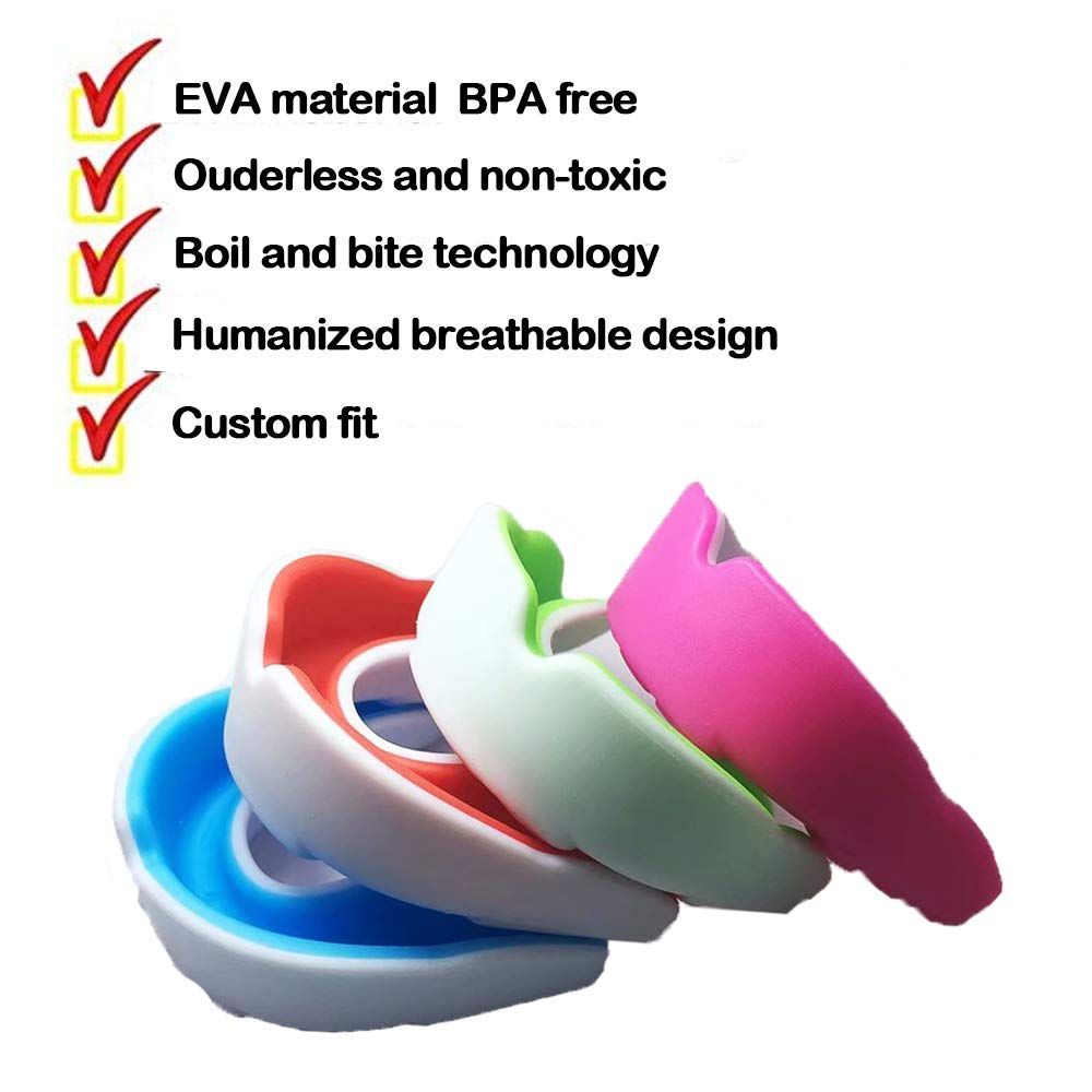 Sports Mouth Guard for Kids Youth/Adults-Mouthguard for Lacrosse, Basketball, Karate, Flag Football, Martial Arts, Rugby, Boxing, MMA, Hockey -Free Carrying Case for Mouthguard(Blue red Kids)