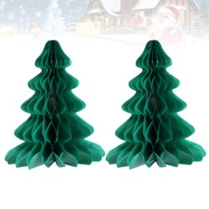 Amosfun 2pcs Christmas Tree Honeycomb Xmas Hanging Ornaments for Christmas Party Decoration