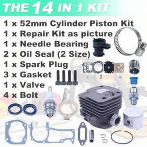 Adefol 52mm Cylinder Piston Kit For Husqvarna 372XP 371 365 362 375K Big Bore Chainsaw Replace Parts 503 93 93 72