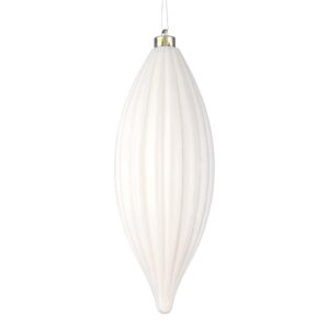 vickerman 8" shiny line finial ornament, shatterproof plastic, holiday christmas tree decoration, 4 pack, white