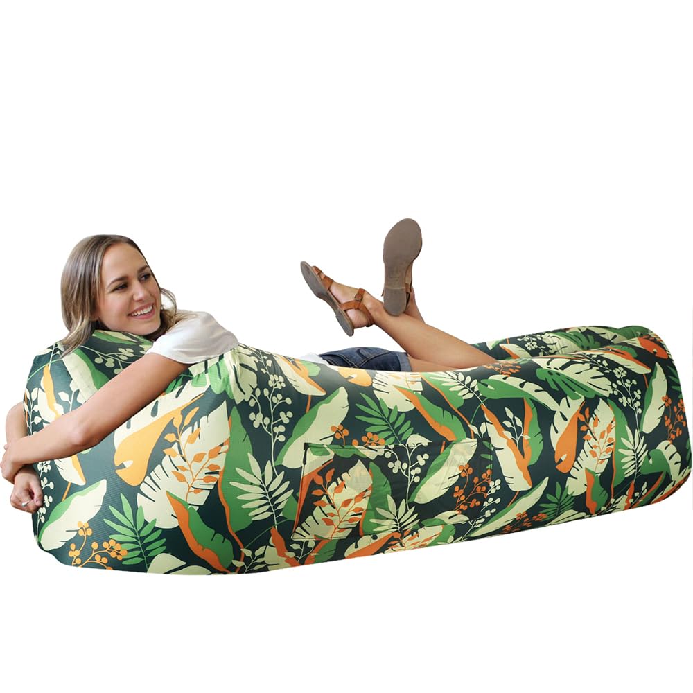 WEKAPO Inflatable Couch Air Lounger Chair - Camping & Beach Accessories, Portable Blow up Sofa for Hiking, Lawn, Indoor/Outdoor Movies & Music Festivals. Lightweight and Easy to Set Up Air Hammock