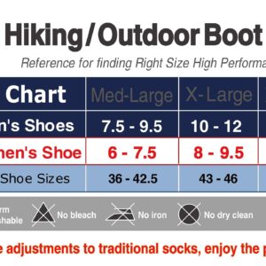 Men's Breathable Hiking Work Boot Socks w/Anti-Stress Moisture Wicking Germanium & Coolmax Fiber Lite-Compression 1/2 pr (XX-Large, 2 Dark Grey Pack)