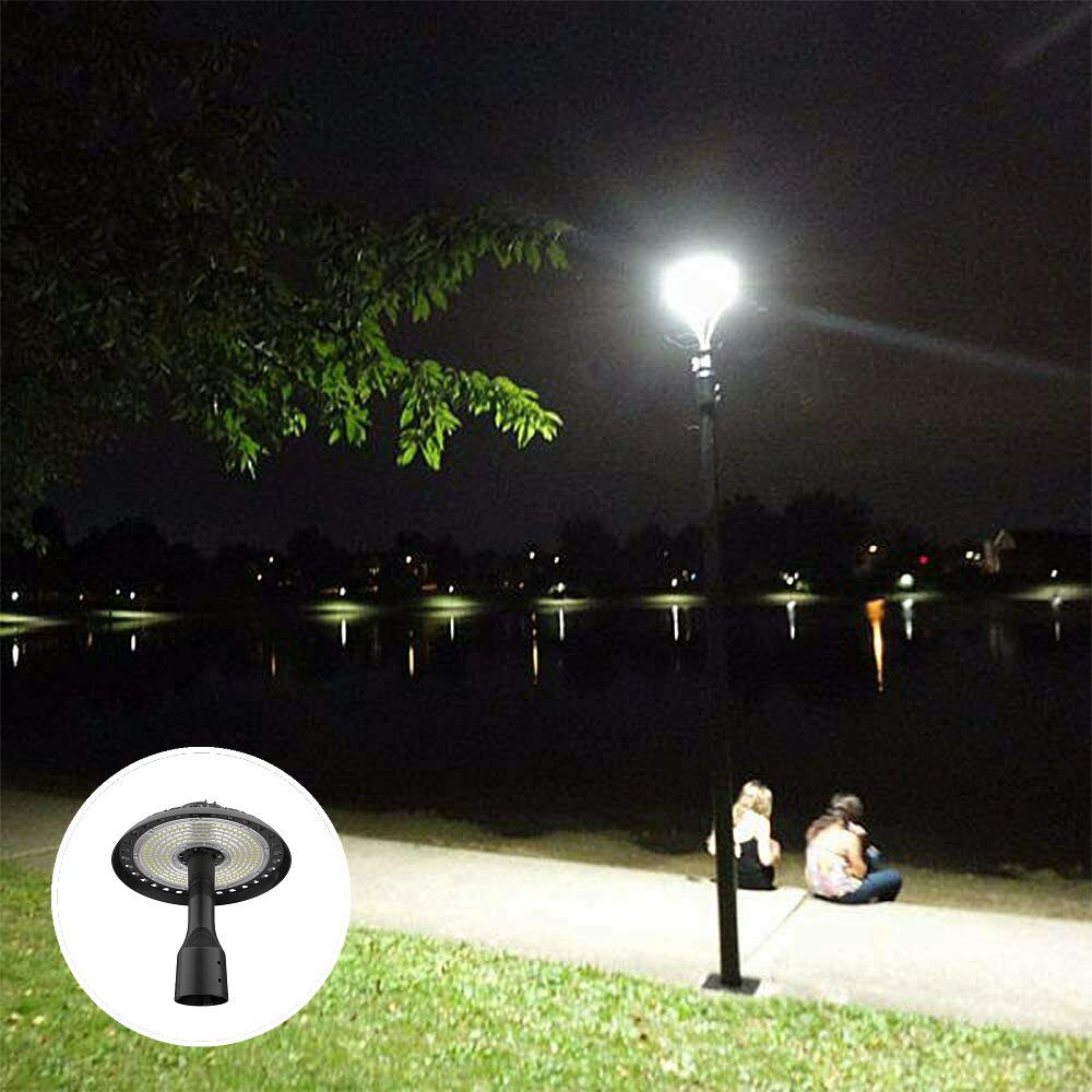 Krled Post Top Light 150W LED Area Light 16000Lm Pure White (500W Equivalent) Garden Pole Lights Outdoor Post Top Lamps Pathway Pole Light Fixture for Street Yard Garden