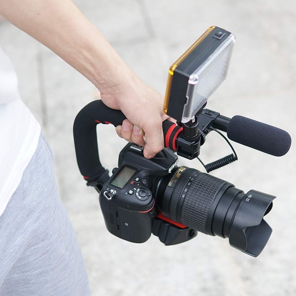 Camera Video Stabilizer Handle Video Grip Camera Video Light Triple Shoe Mount for Gopro for DSLR Sony Nikon Canon for iPhone (Set2)