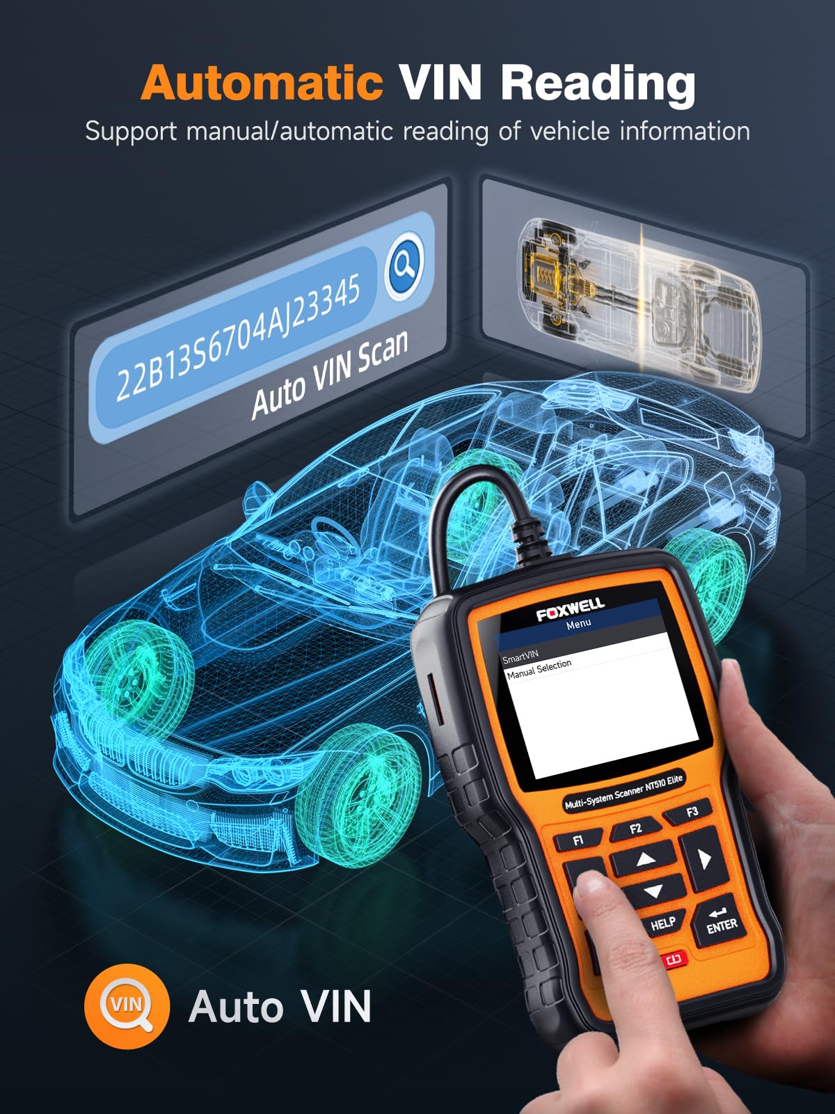 FOXWELL NT510 Elite fit for Porsche OBD2 Scanner Bi-Directional Scan Tool Full System Code Reader Diagnostic Tool with Active Test All Service Oil EPB ABS ESP SAS Lamp Reset CKP Battery Registration