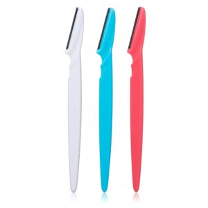 opaz touch-up eyebrow razor dermaplaning tool, and facial razor with precision guide cover, 3 pack skin care kit wax-less