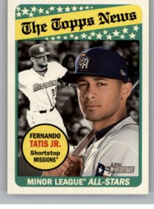 2018 topps heritage minor league #190 fernando tatis jr. san antonio missions official milb baseball trading card in raw (nm or better) condition