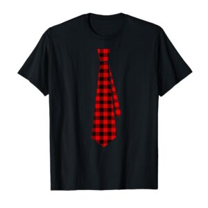 Red Buffalo Plaid Neck Tie for Christmas Kids Boys Men Women Short Sleeve T-Shirt