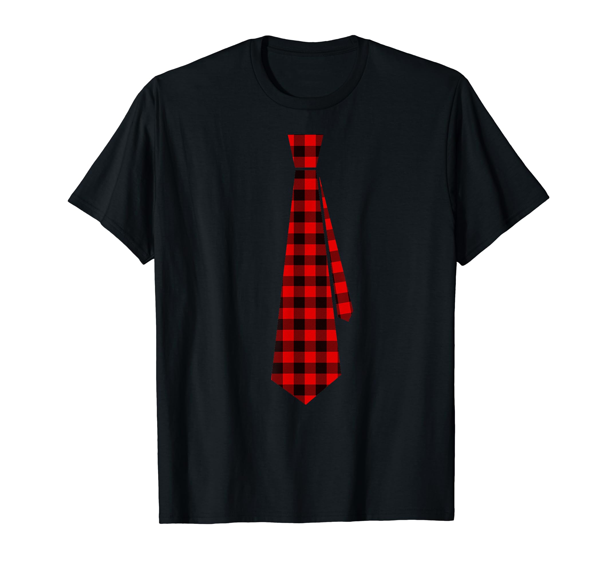 Red Buffalo Plaid Neck Tie for Christmas Kids Boys Men Women Short Sleeve T-Shirt