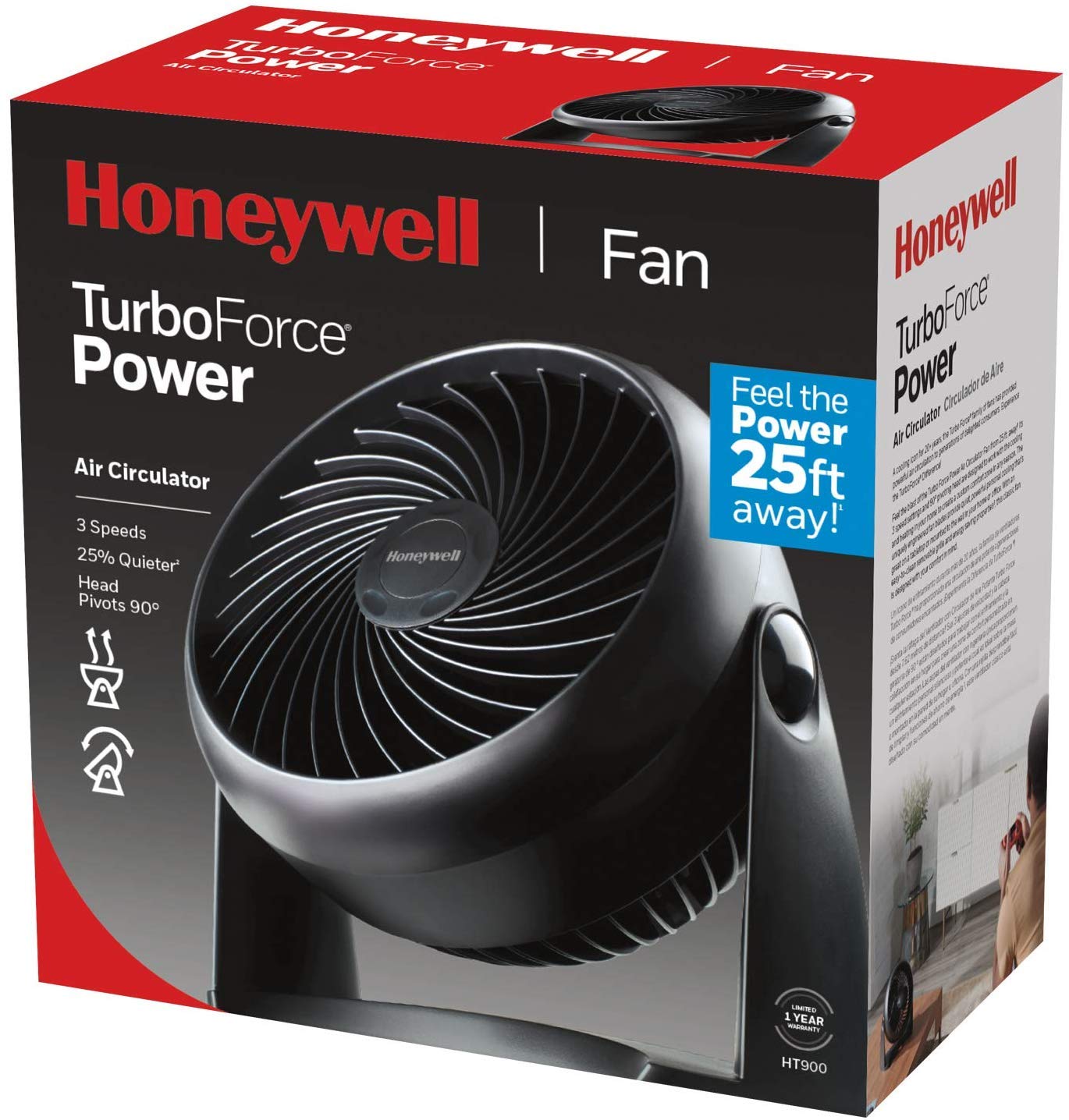 Honeywell HT-900 TurboForce Air Circulator Fan Black - 2 Pack (2) (2)