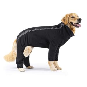 canada pooch dog slush suit dog bodysuit for rain and snow full body dog suit water-resistant dog onesie (black, 20 (19-21" back length))