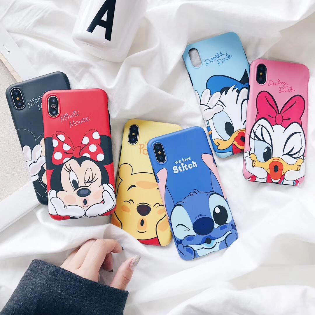 MC Fashion Cute Vibrant Matte IMD Cartoon Case, Slim Fit Black Bumper Full-Body Soft Protective TPU Case for Apple iPhone 11 6.1 inch 2019 (Kiss Minnie Mouse)