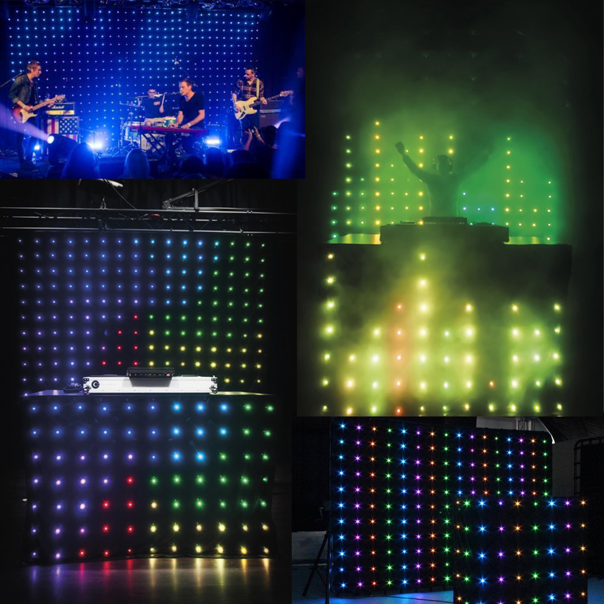 KHXED LED Vision Curtain P18 2x4M DMX Control For Mobile DJ Band Night Club Stage Backdrop