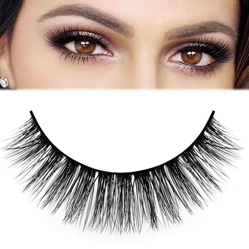 DAODER False Eyelashes Lashes Natural Look Thick Short 3D Faux Mink Lashes Strip 10mm Reusable Soft Wispy Lashes Pack Vegan Natural Lashes 10 Pairs(Natural Short lashes)