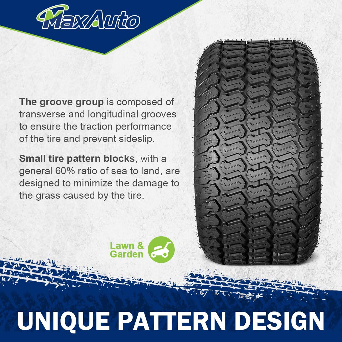 MaxAuto 26x12-12 26x12x12 Turf Tires for Lawn & Garden Mower,4 Ply Tubeless, Set of 2