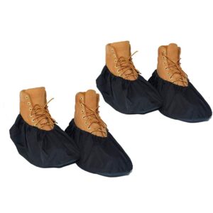2 pairs non slip waterproof reusable shoe covers for contrators and carpet floor protection, machine washable.large