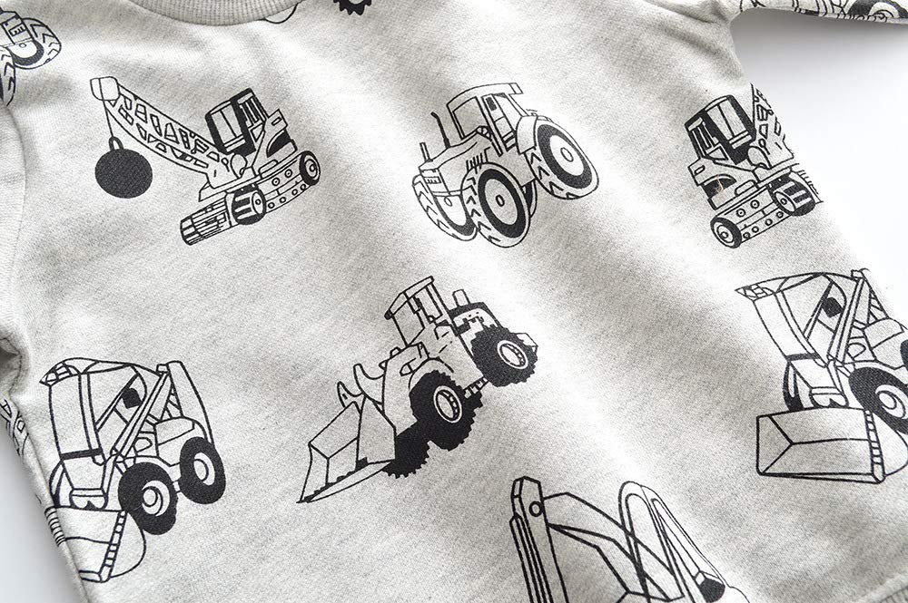 Little Boys Excavator Sweatshirts Toddler Boy Long Sleeve Cartoon Sport Pullover 1 2 T