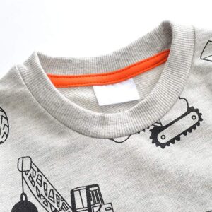 Little Boys Excavator Sweatshirts Toddler Boy Long Sleeve Cartoon Sport Pullover 1 2 T