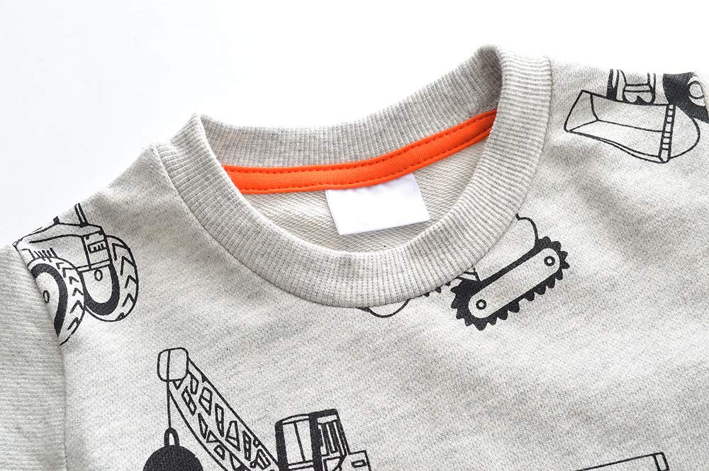 Little Boys Excavator Sweatshirts Toddler Boy Long Sleeve Cartoon Sport Pullover 1 2 T