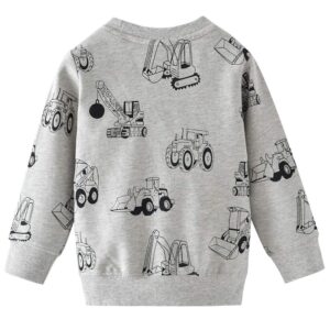 Little Boys Excavator Sweatshirts Toddler Boy Long Sleeve Cartoon Sport Pullover 1 2 T