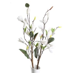 ho2nle 2pcs artificial silk magnolia flowers real touch fake floral branches home garden restrant hotel parties wedding table centenpieces arrangements decor spray in white 30 inches