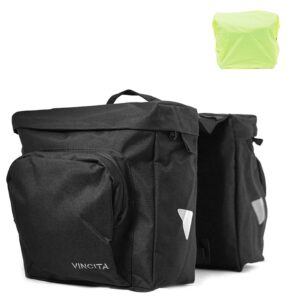 vincita double bike panniers - 12 l with rain cover, large, carrying handle and reflective spots - water resistance bicycle pannier for bike rack carrier