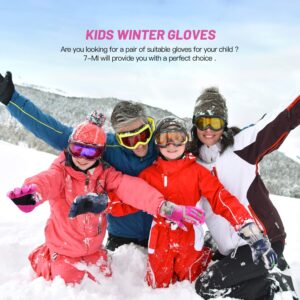 7-mi Kids Winter Warm Gloves for Skiing/Cycling Children Mittens for 4 to 6 Years Old