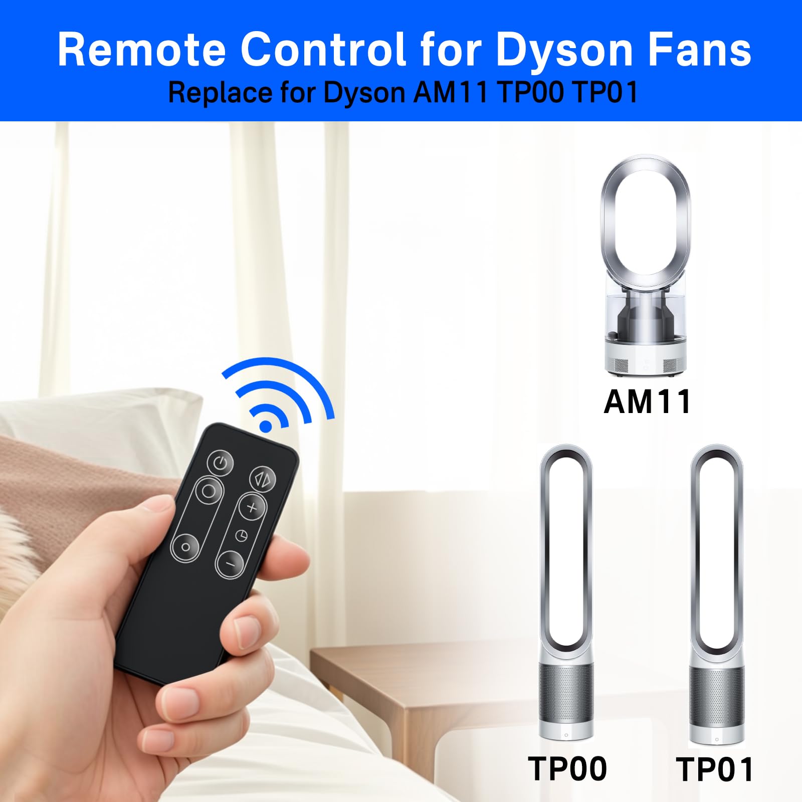 Replacement Remote Control Compatible with Dyson AM11 TP00 TP01 Pure Cool Purifiers Fan - 965824-06 965824-07 Remote for Dyson Fan Remote Replacement Control with Battery