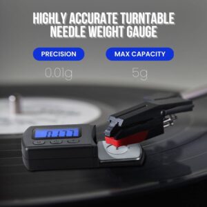 Flexzion Professional Digital Turntable Stylus Scale Load Scale Gauge Record Player Needle Cartridge Scale Vinyl Stylus Turntable Force Scale Gauge with LCD Backlight for Tonearm Phono Cartridge