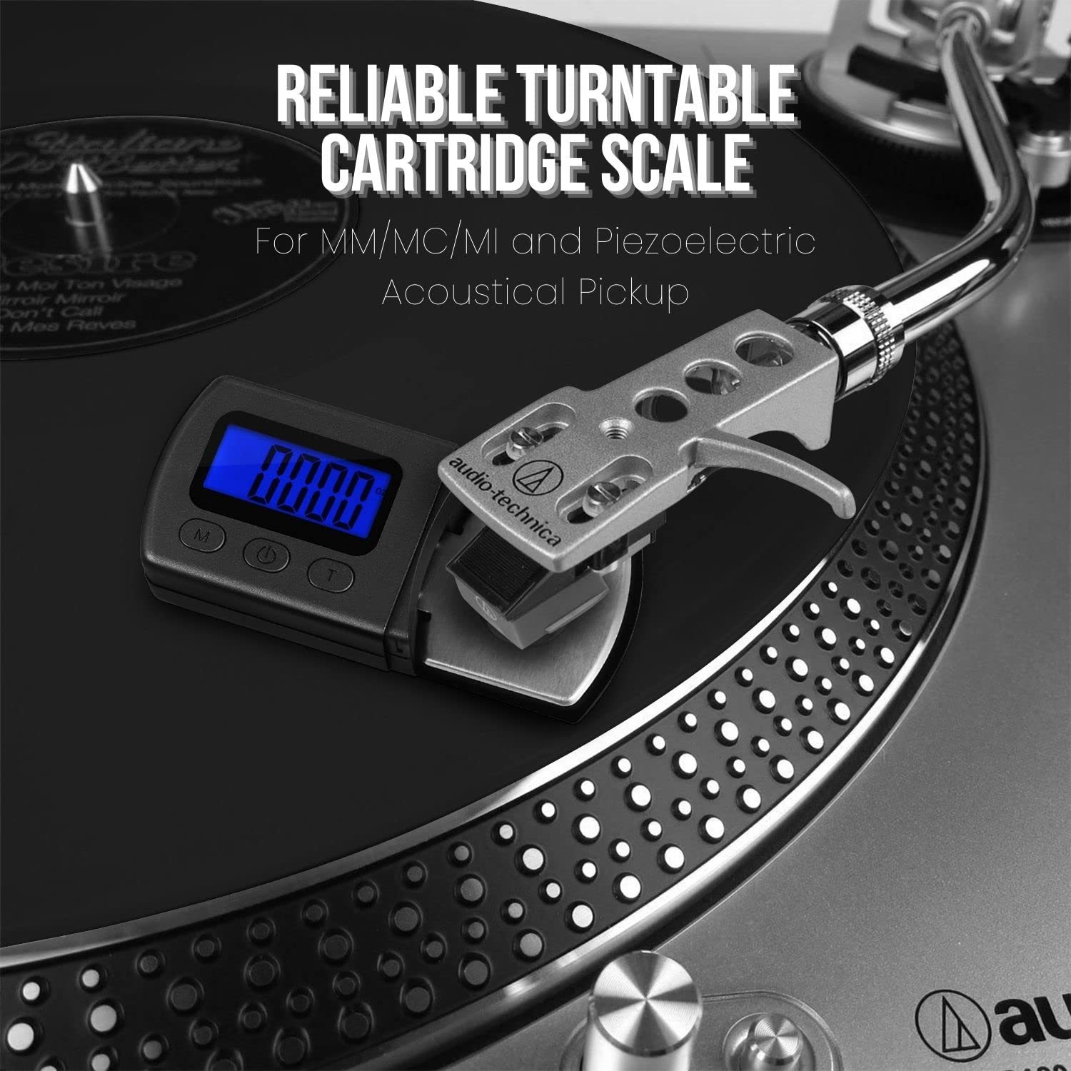 Flexzion Professional Digital Turntable Stylus Scale Load Scale Gauge Record Player Needle Cartridge Scale Vinyl Stylus Turntable Force Scale Gauge with LCD Backlight for Tonearm Phono Cartridge